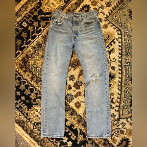 Levi’s 501 Light Wash Distressed Straight-Leg Jeans